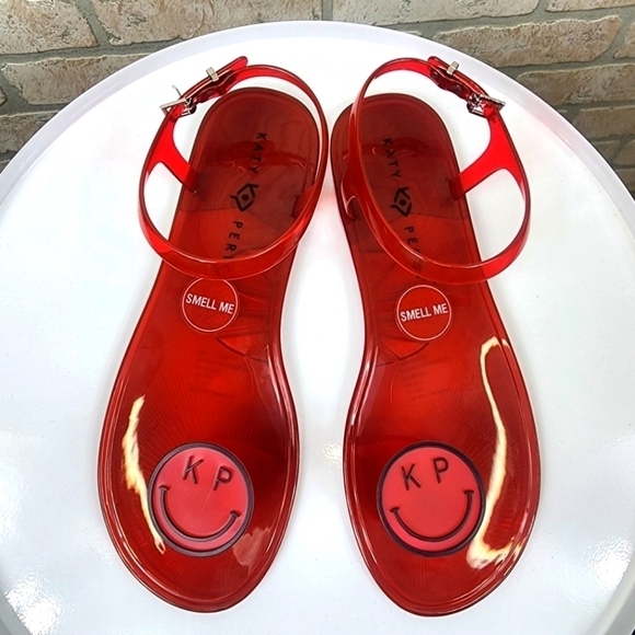KATY PERRY Scented Red Jelly Sandals Size 10 - Picture 7 of 8